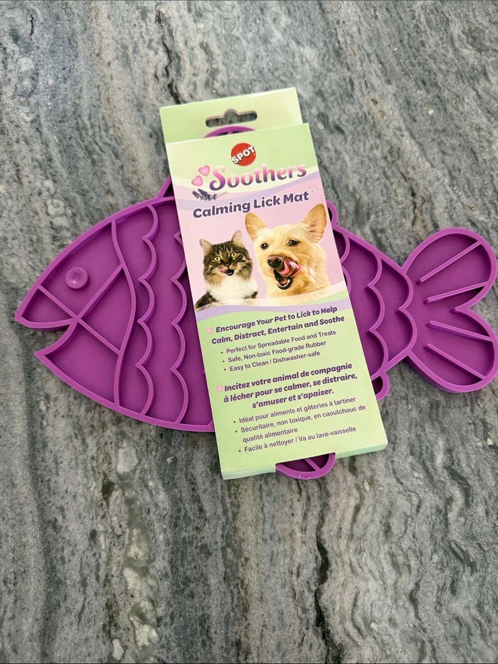 Soothers Calming Lick Mat for Cats & Dogs - Purple Fish Design
